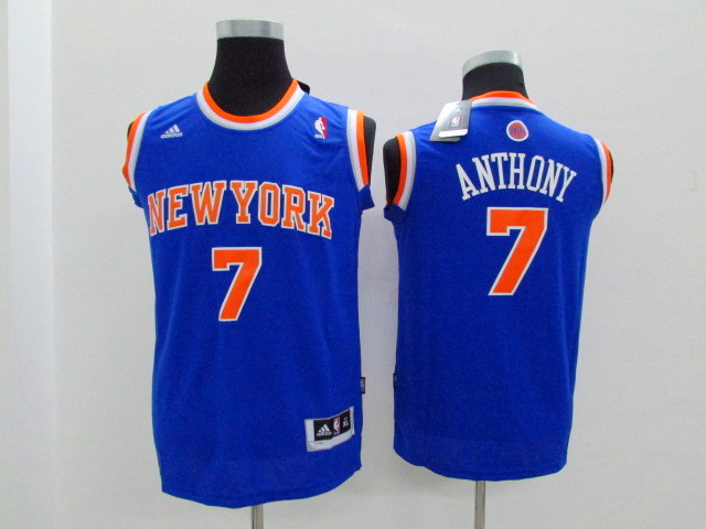 Adidas NBA New York Knicks Youth 7 Anthony blue jerseys